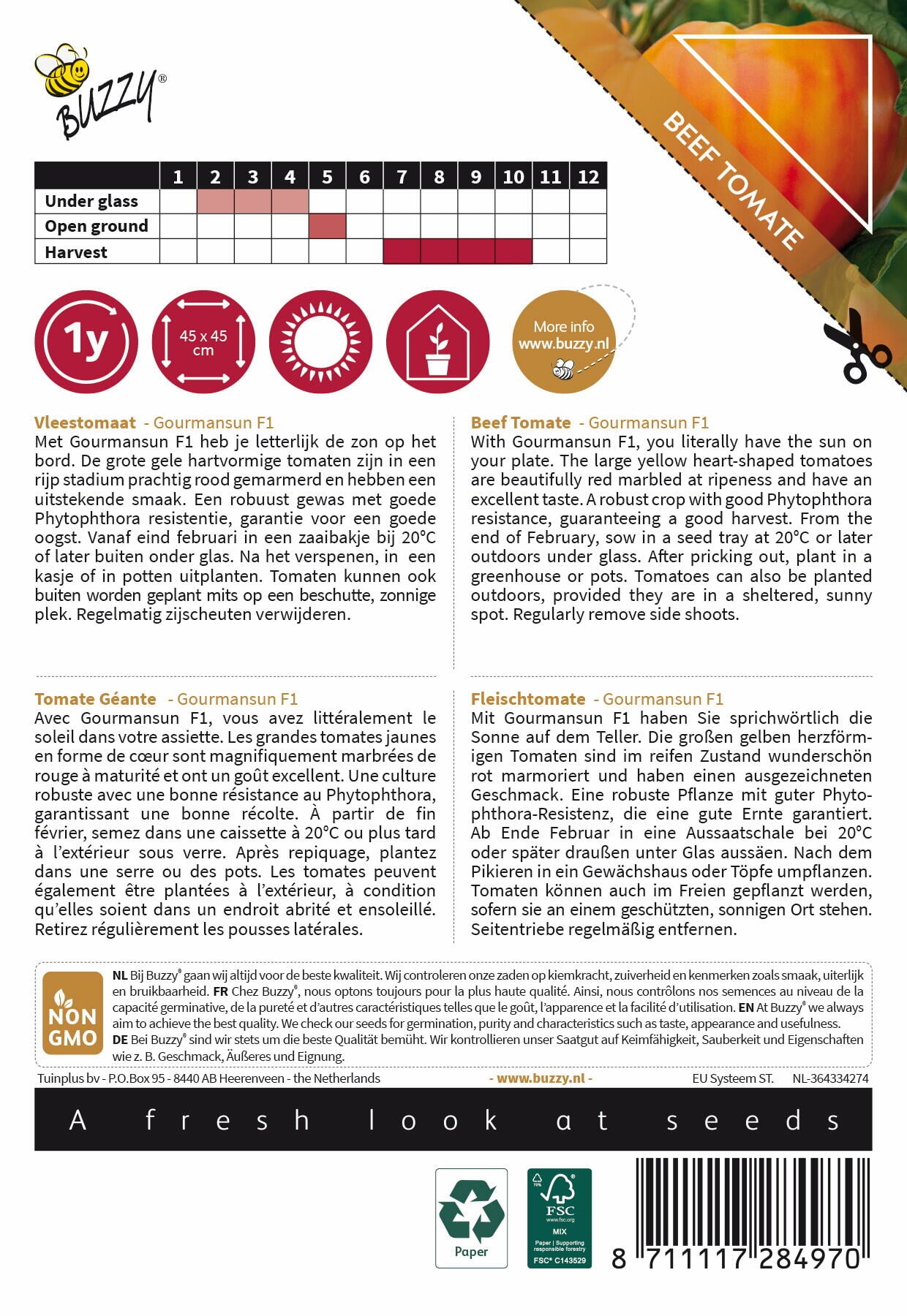Vleestomaat – Gourmansun F1 – 6 Zaden