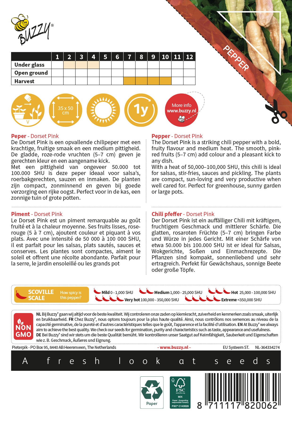 Pepper - Dorset Pink - 8 Seeds