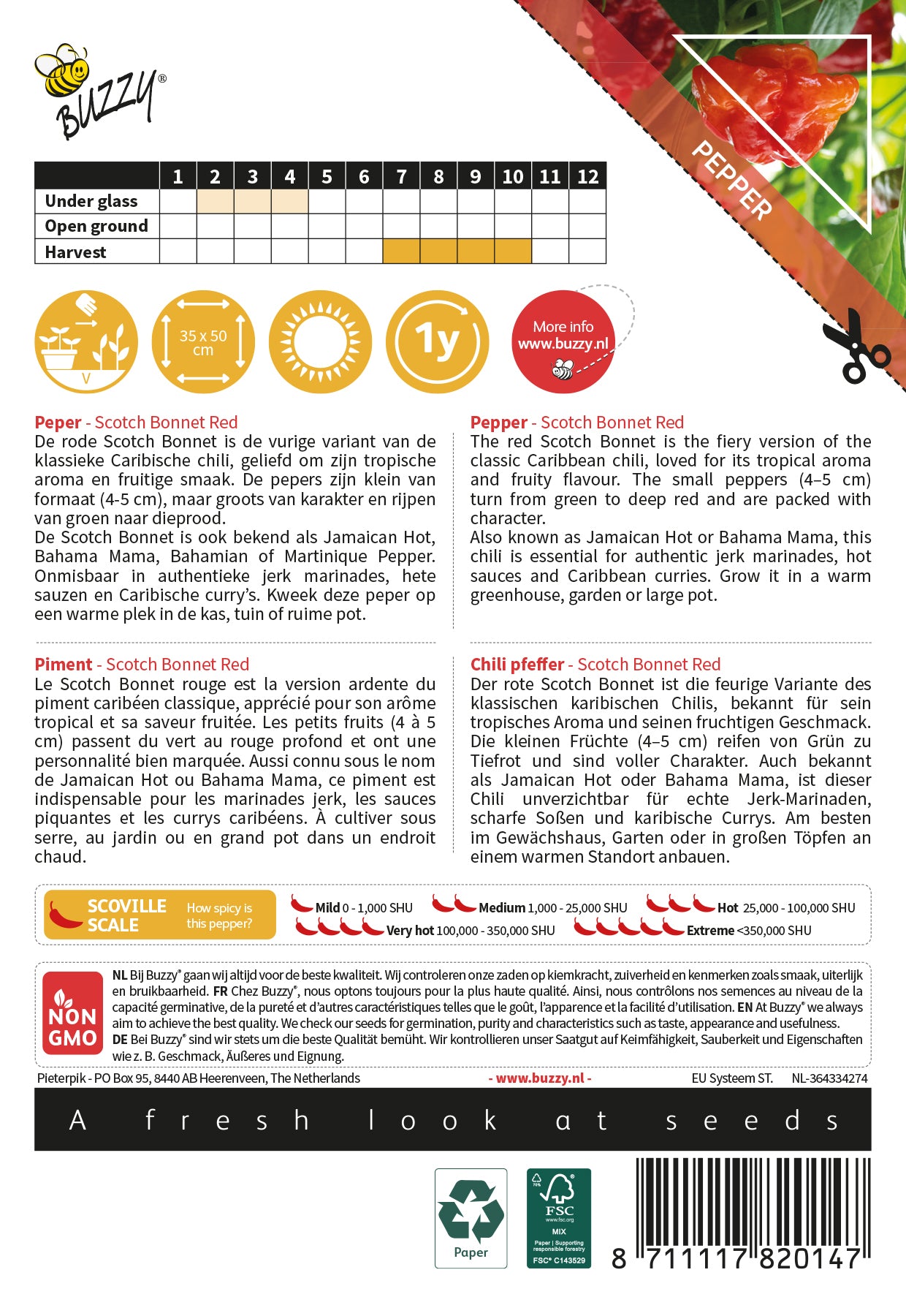 Chili Pfeffer – Scotch Bonnet Red – 10 Samen