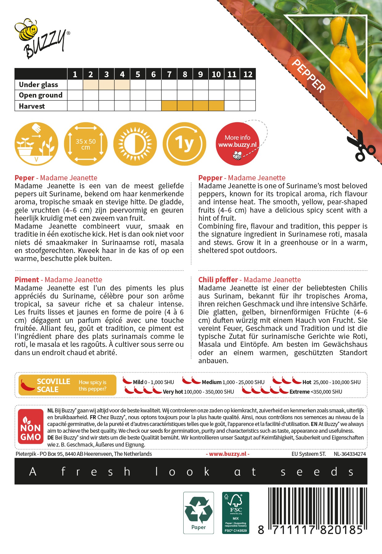 Chili Pfeffer – Madame Jeanette – 10 Samen