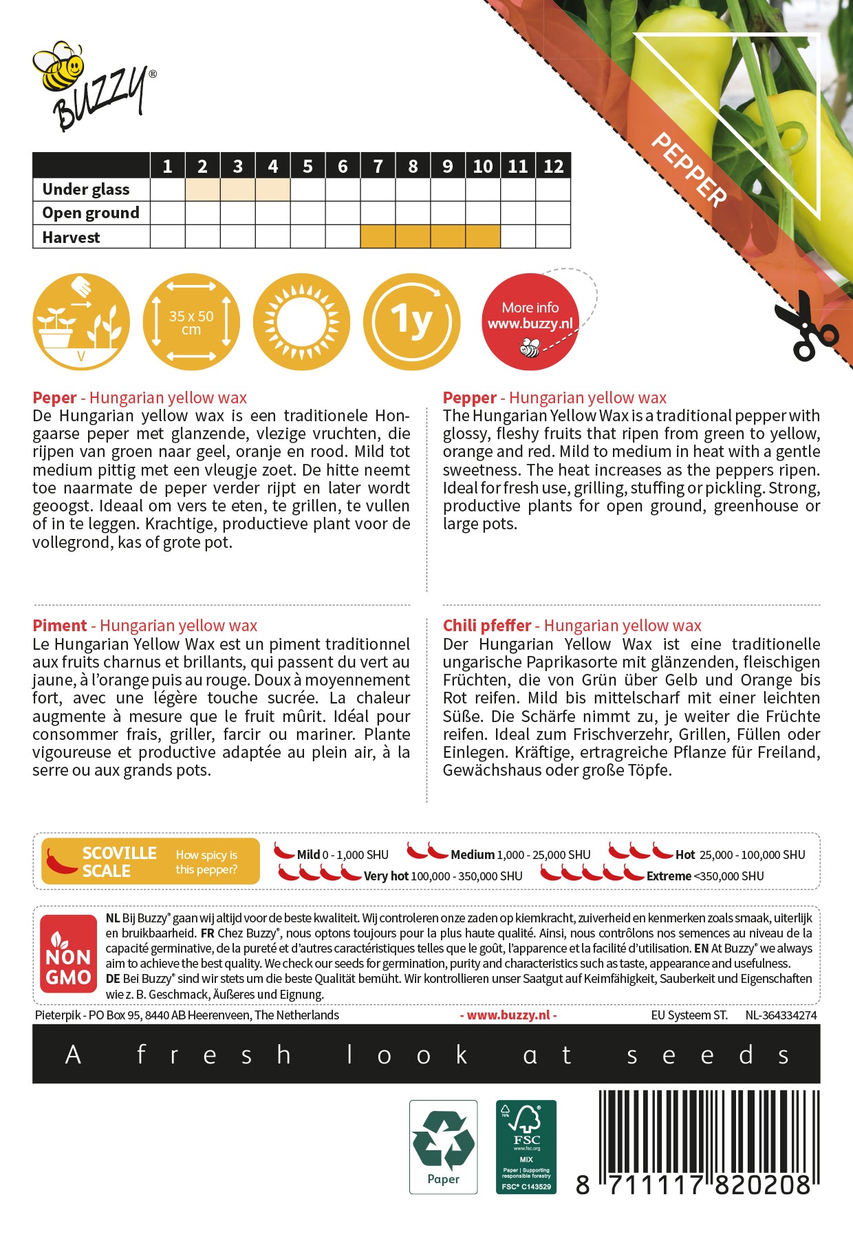 Chili Pfeffer – Ungarische Gelbe Wachspaprika – 10 Samen