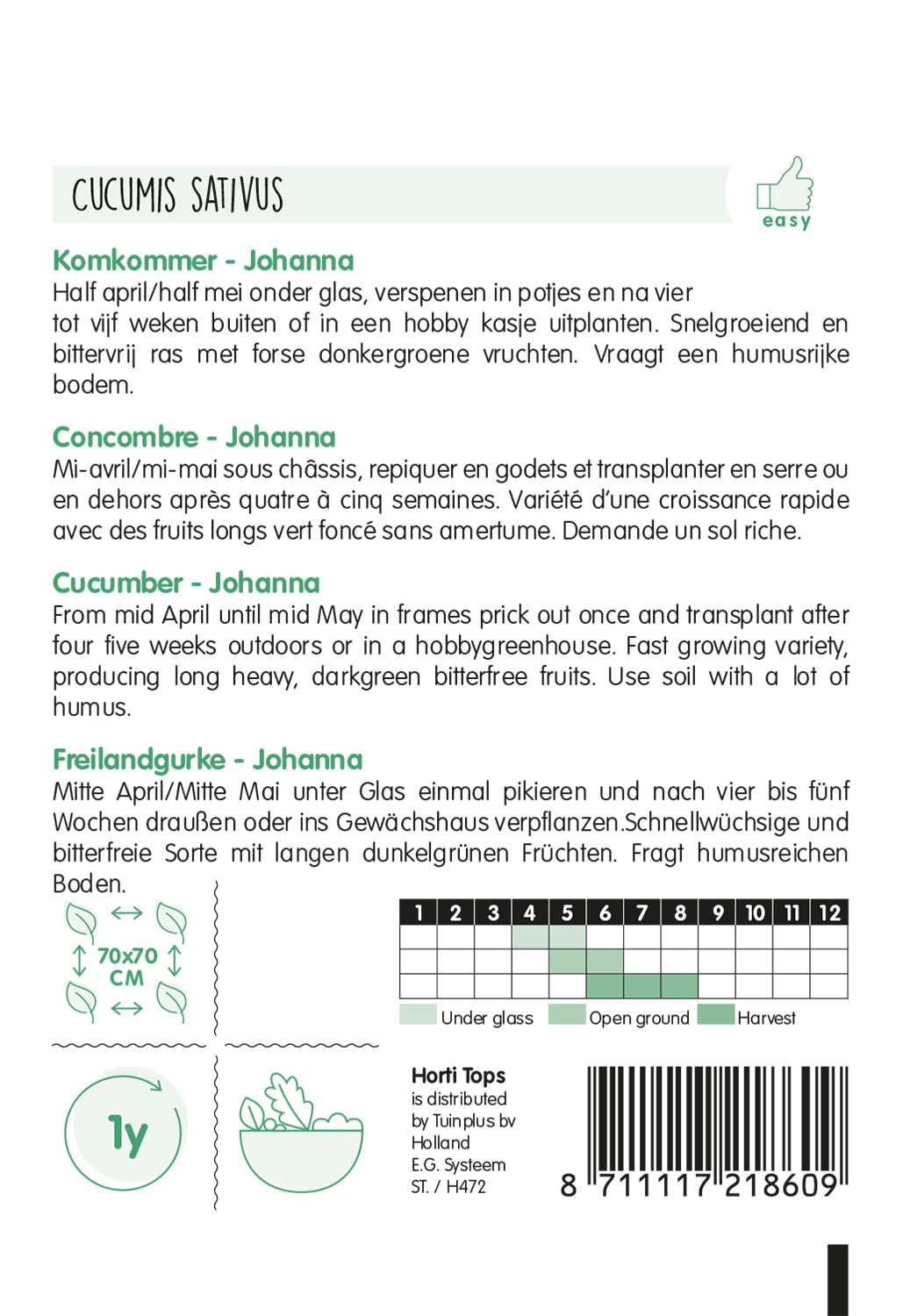 Komkommer - Johanna - 1g