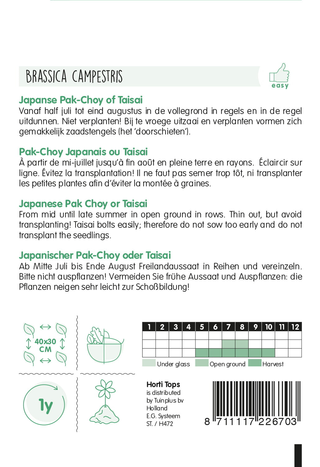 Pak Choi – Taisai – 1 g