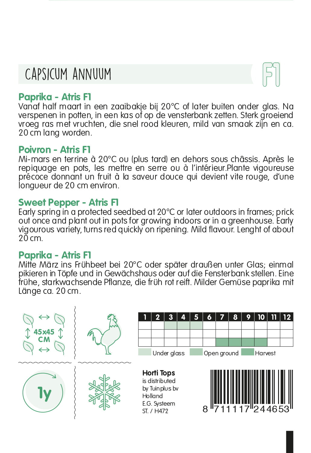 Sweet Pepper - Rossano F1 - 8 Seeds
