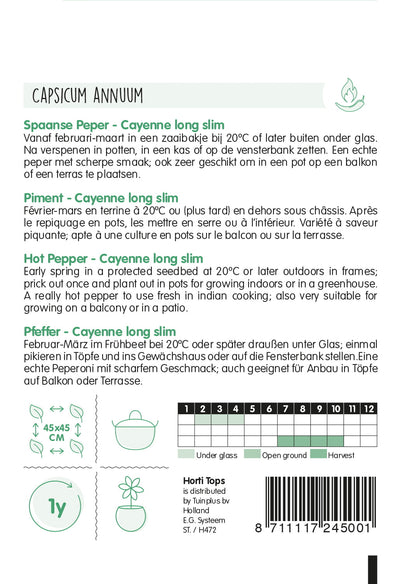 Hot Pepper - Cayenne Long Slim - 1,5 g