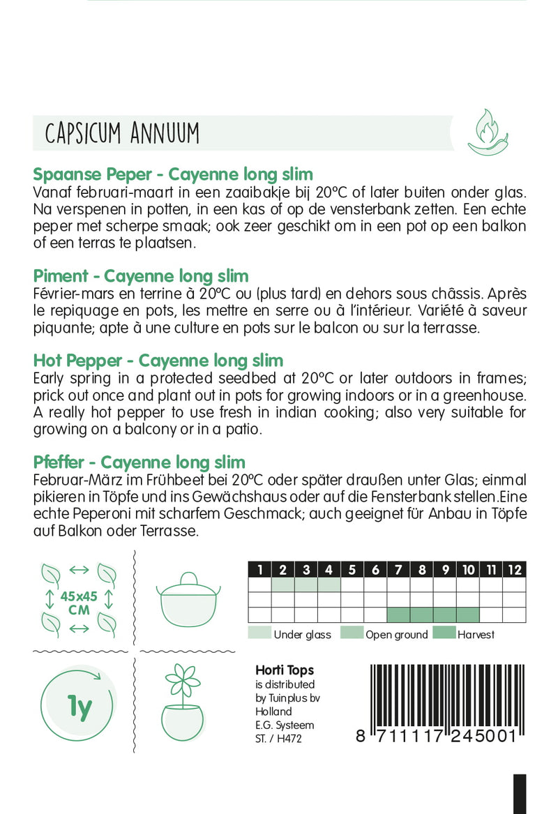 Hot Pepper - Cayenne Long Slim - 1,5 g