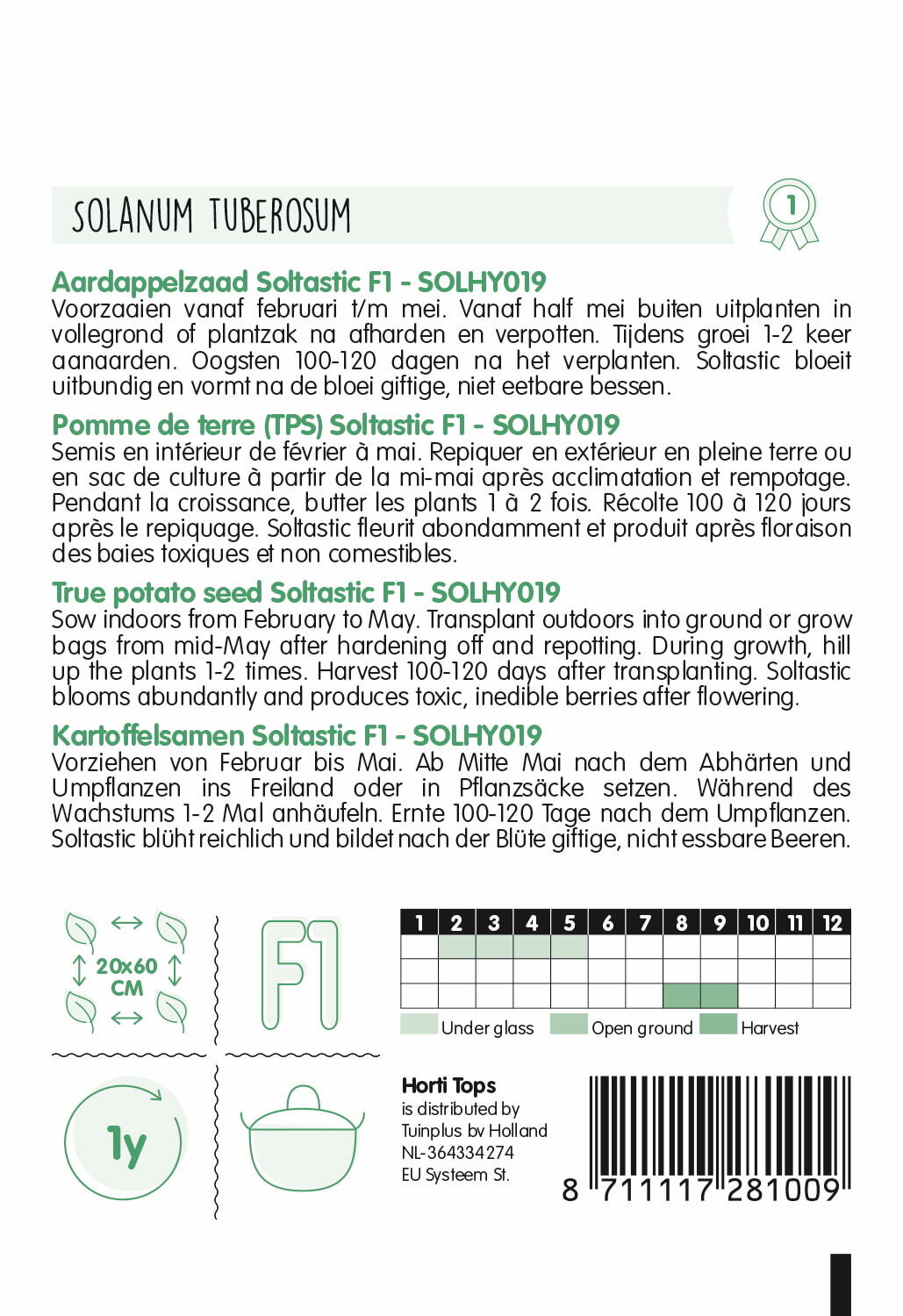 Kartoffel – Soltastic F1 – 10 Samen
