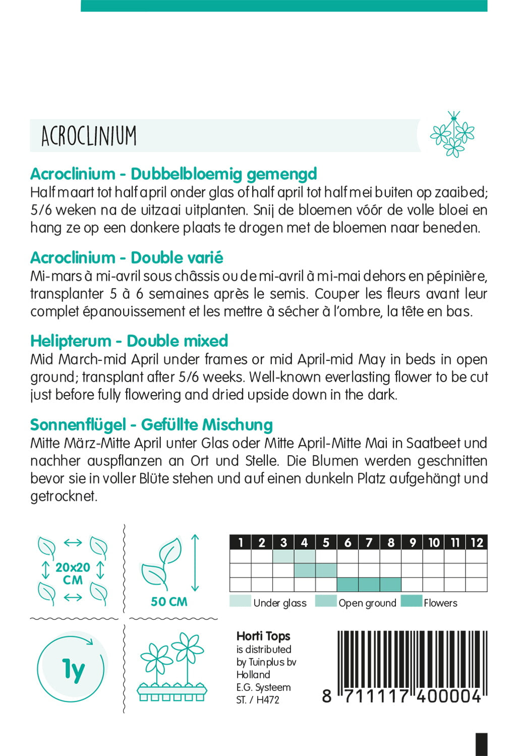 Helipterum - Double Flowered - 1g