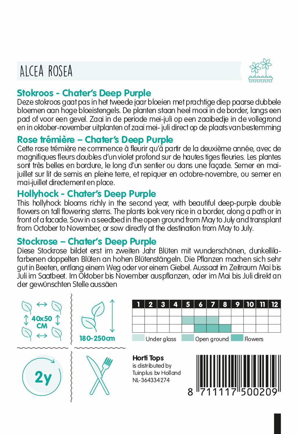 Stokroos - Chater's Diep Paars - 0,25g