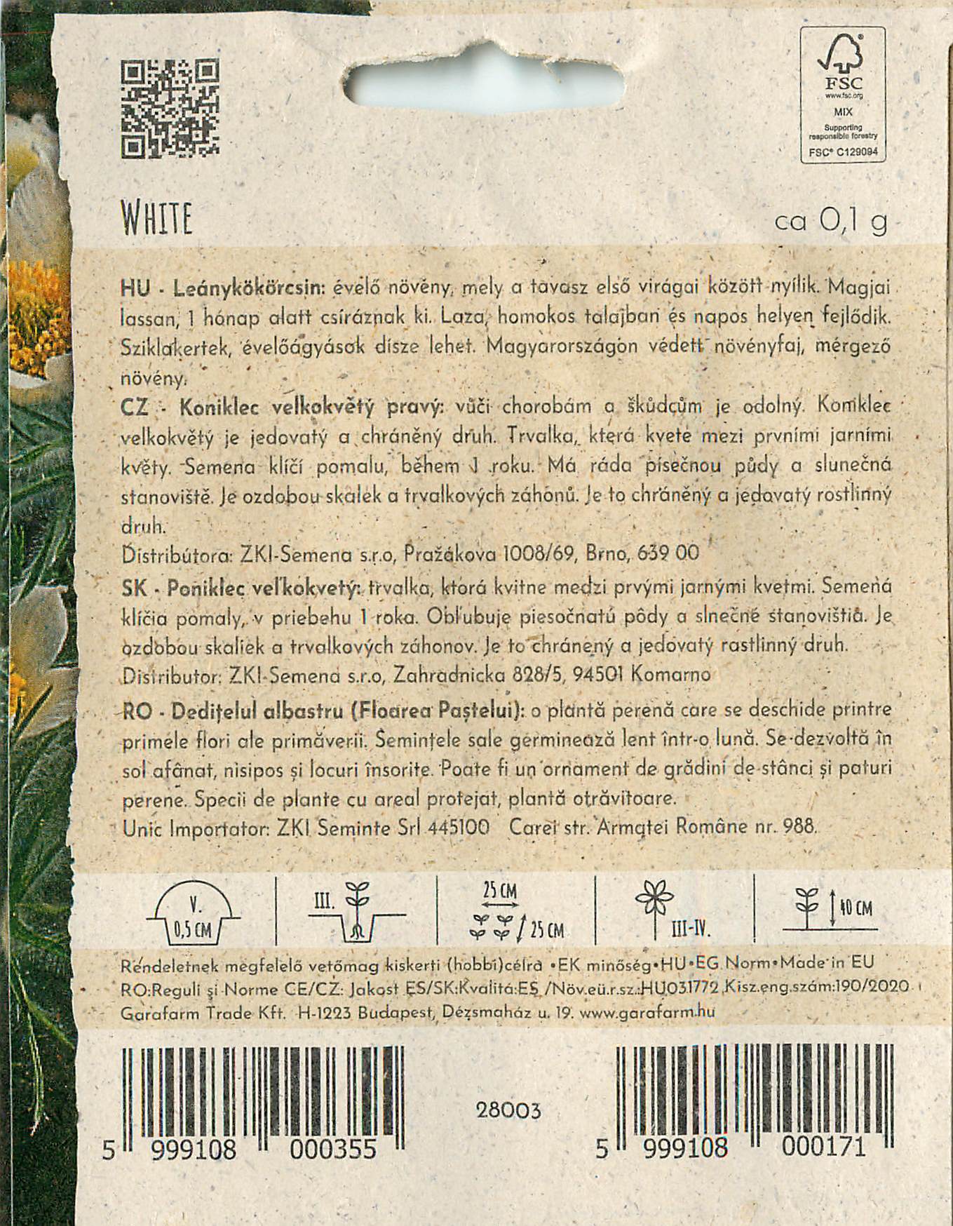 Anémone des bois - Blanc - 0,1g