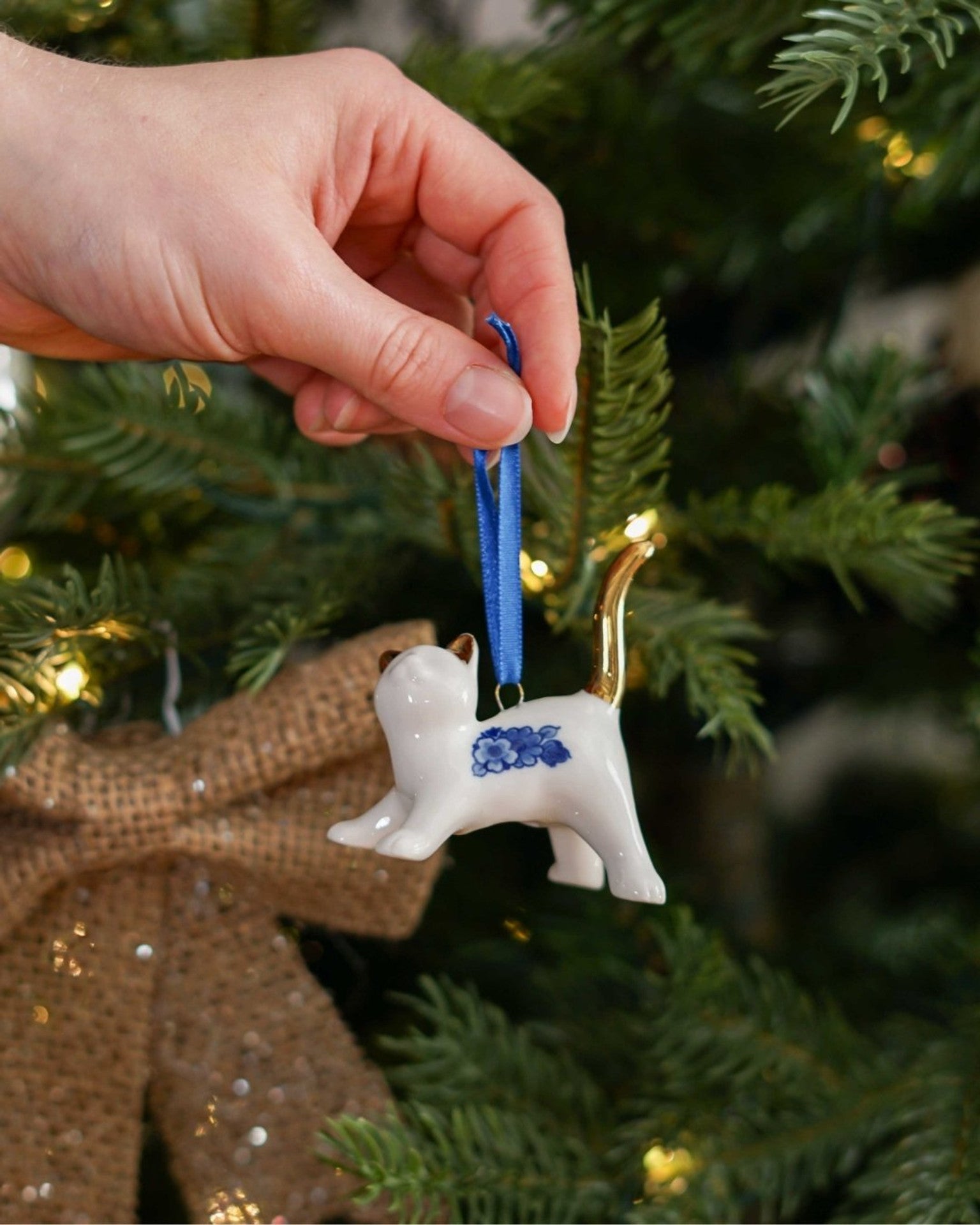 Kerstornament - Speelse Kat - 7 cm