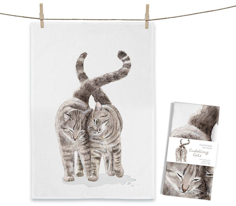 Tea Towel - Cuddling Cats