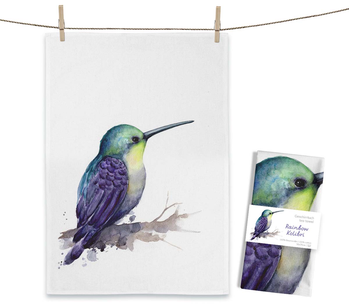 Theedoek - Regenboog Kolibri