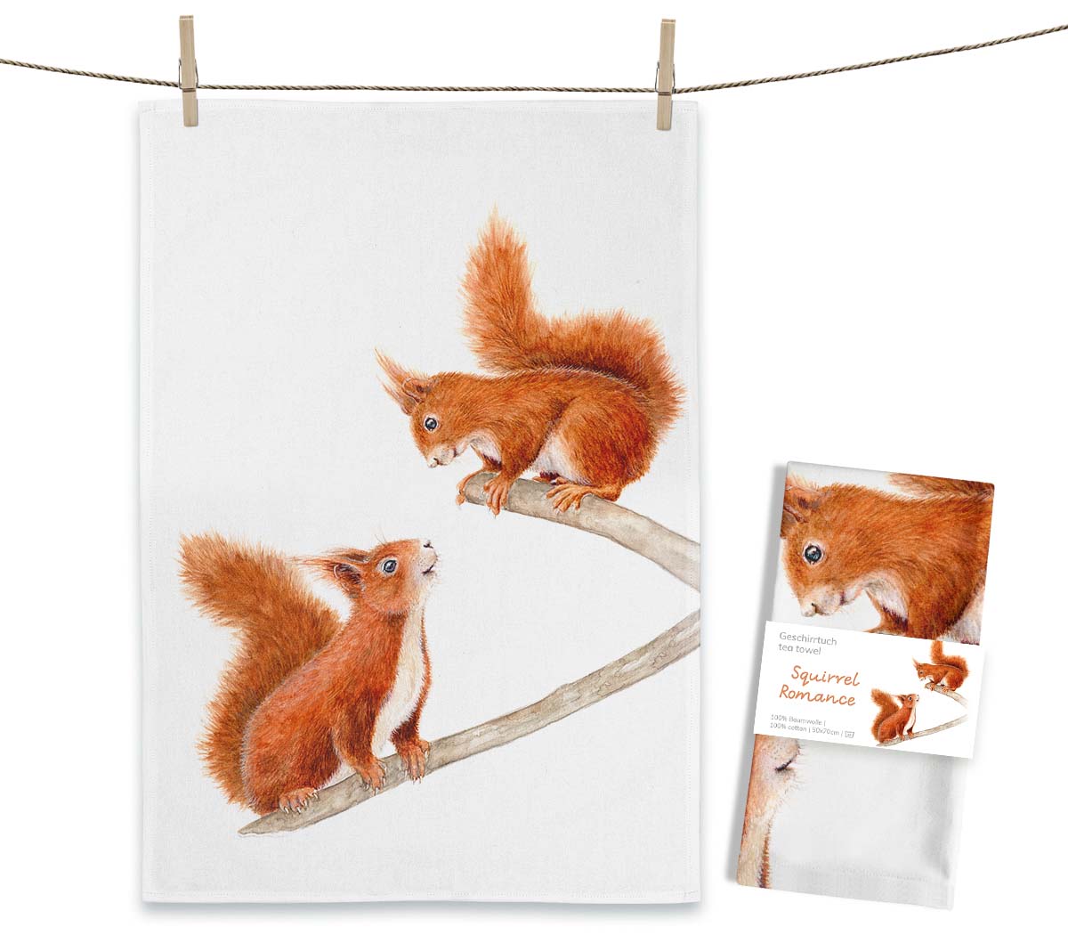 Theedoek - Eekhoorn Romantiek