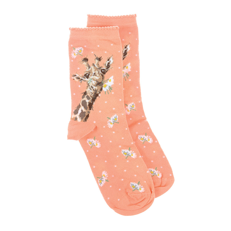 Chaussettes pour femmes - Girafe - Fleurs