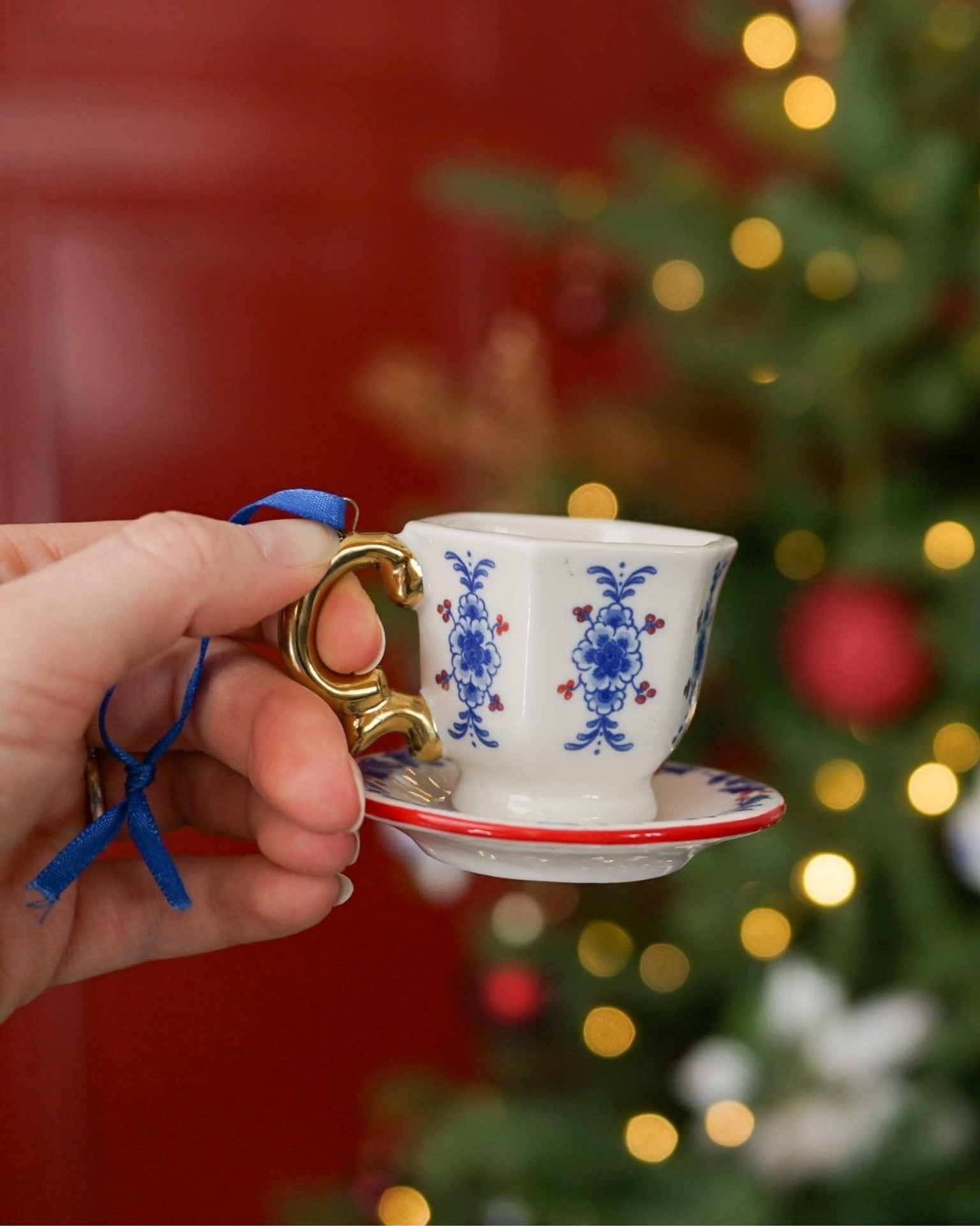 Teacup Christmas Ornament- Vintage - 9 cm-2