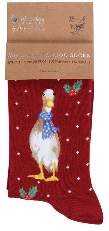 Women's Socks - Duck - Christmas Scarves-1