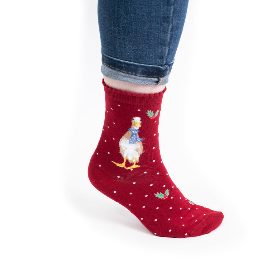 Women's Socks - Duck - Christmas Scarves-3