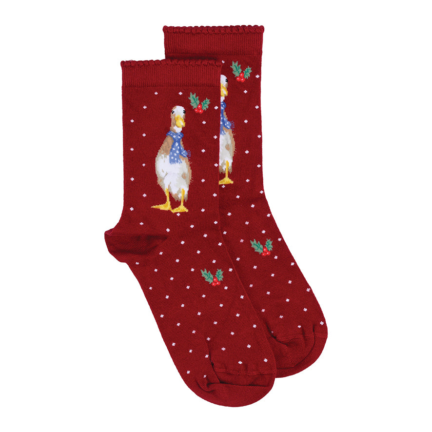 Women's Socks - Duck - Christmas Scarves-4