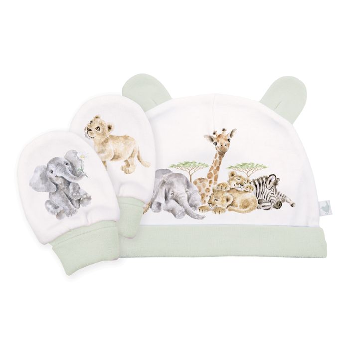 Little Savannah - Afrikaanse dieren - Pasgeboren Muts- en Wanten Set