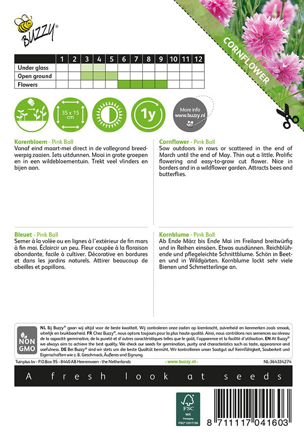 Korenbloem - Pink Ball - 1g