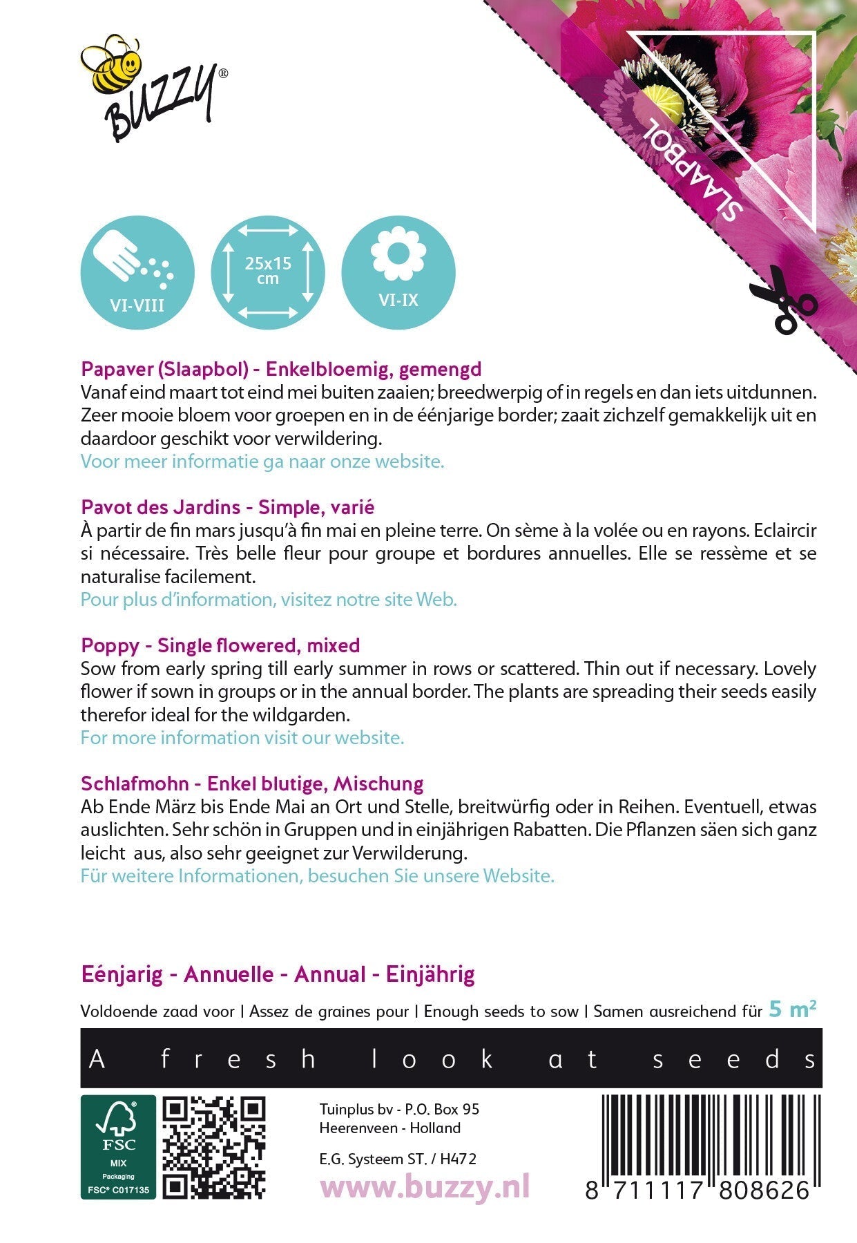 Slaapbol - Enkelbloemig - Gemengd - 1g