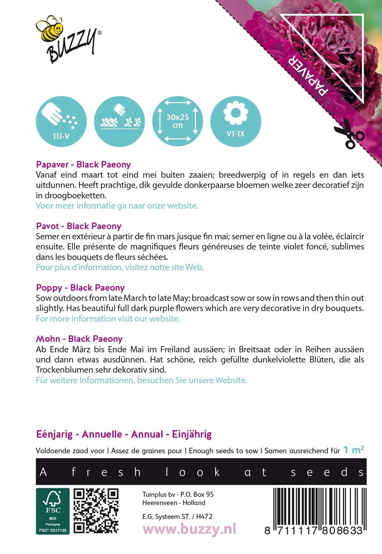 Papaver - Black Paeony  - 0,08g