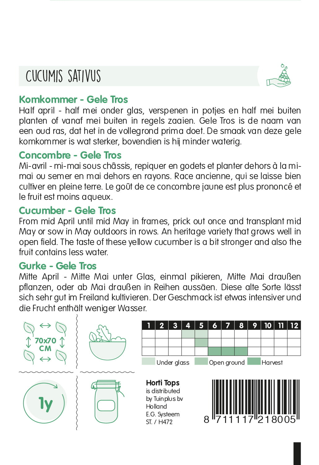 Komkommer - Gele Tros - 20 Zaden