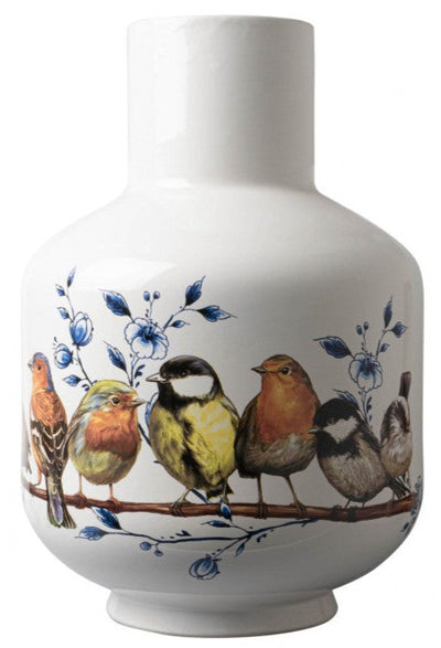 Tall Ball Vase Forest Birds